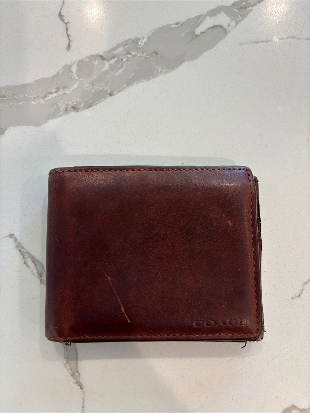Coach Men’s Money Clip Wallet - Dark Brown Leather